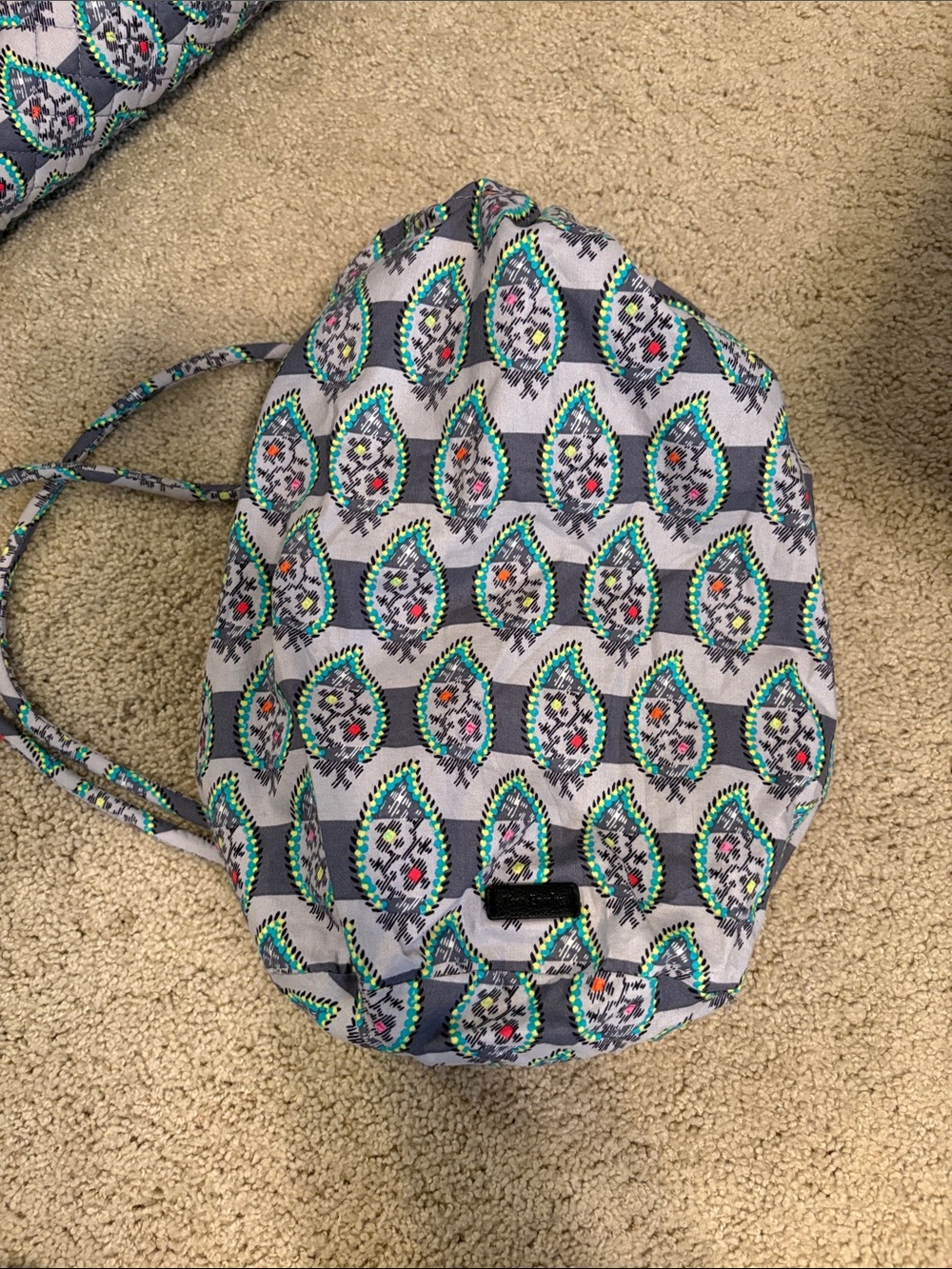 Vera Bradley Patterned Drawstring Bag waterproof liner travel swim or shoes